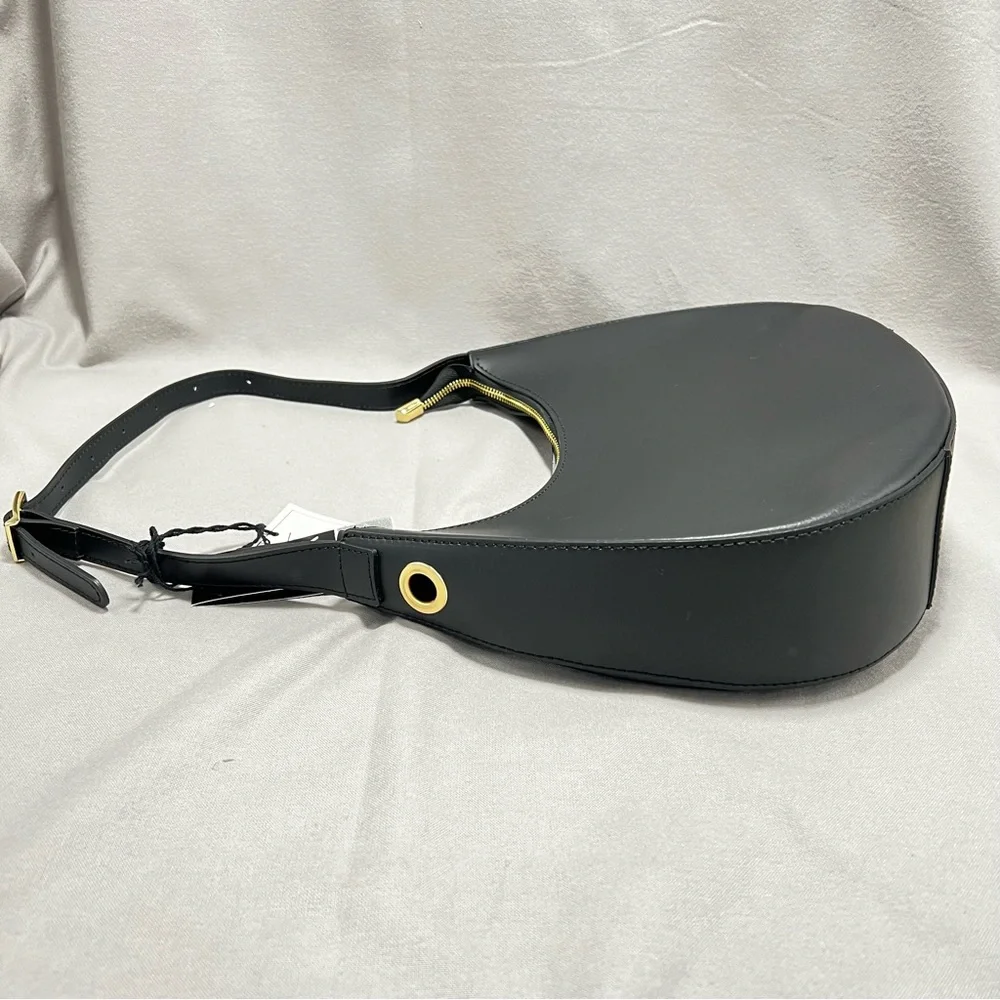 Viola‎ Castellani Black Leather Hobo Adjustable Strap Removable Crossbody Strap